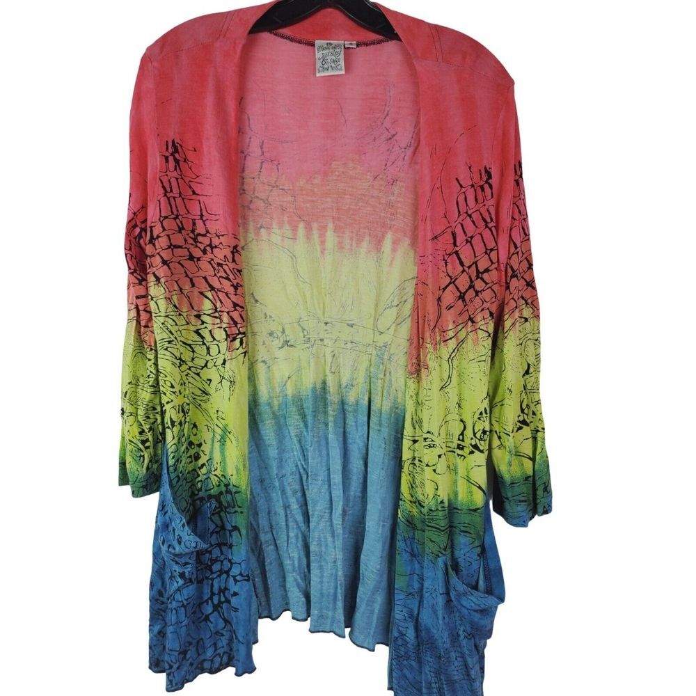 Parsley & Sage Womens Bohemian Open Front Cardigan LS Sweater Small